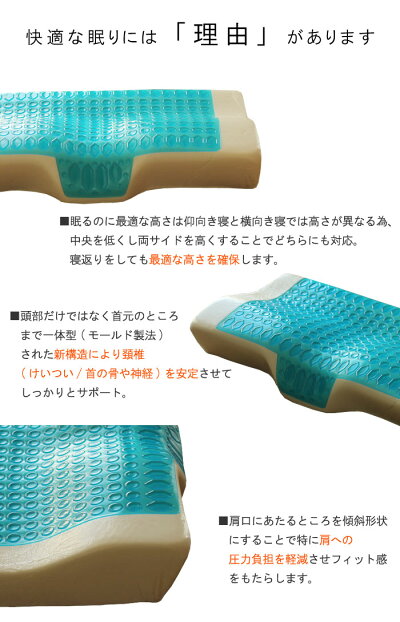ジェルポリーひんやりジェル+低反発枕マッサージ効果低反発枕ジェル枕ピロー仰向け横向き対応速乾性、吸収性にすぐれたテンセル素材快眠キューブジェル敬老の日【限界価格】オールシーズン対応