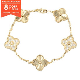 【8%OFFクーポン対象】ヴァンクリーフ＆アーペル Van Cleef & Arpels ヴィンテージアルハンブラ 5モチーフ ブレスレット ギヨシェ/ダイヤモンド2PD ブレスレット アクセサリー K18（イエローゴールド） ダイヤモンド レディース ゴールド系 VCARP4KN00 【中古】