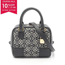 【10%OFFクーポン対象】ロエベ LOEWE アマソナ16 ハンドバッグ バッグ キャンバス レザー レディース ブラック系 / ベージュ系 / ネイビー系 A039N21X03 5938 【中古】