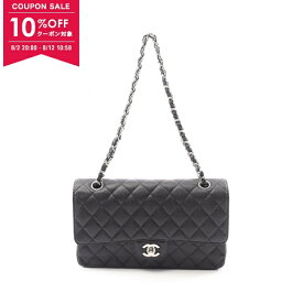 【10%OFFクーポン対象】シャネル CHANEL マトラッセ Wフラップ ショルダーバッグ バッグ レザー グレインドカーフスキン レディース ブラック系 A01112 【中古】