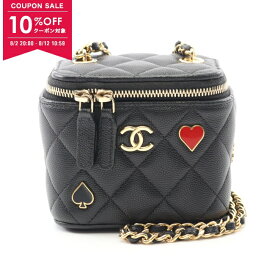 【10%OFFクーポン対象】シャネル CHANEL マトラッセ スモール バニティバッグ ショルダーバッグ バッグ レザー グレインドカーフスキン レディース ブラック系 AP3078 【中古】