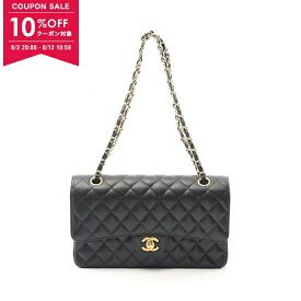 【10%OFFクーポン対象】シャネル CHANEL マトラッセ Wフラップ ショルダーバッグ バッグ レザー グレインドカーフスキン レディース ブラック系 A01112 【中古】