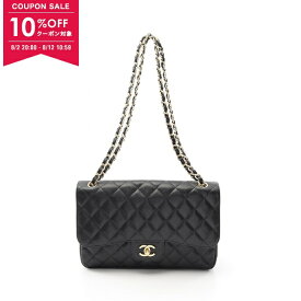【10%OFFクーポン対象】シャネル CHANEL デカマトラッセ30 クラシック ラージ Wフラップ ショルダーバッグ バッグ レザー グレインドカーフスキン レディース ブラック系 A58600 【中古】