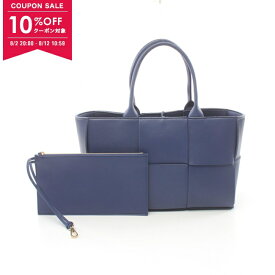 【10%OFFクーポン対象】ボッテガヴェネタ BOTTEGA VENETA アルコ マキシイントレチャート トートバッグ バッグ レザー レディース ブルー系 652867 【中古】
