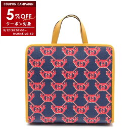 グッチ GUCCI チルドレンズ インターロッキングG スネイル トートバッグ バッグ PVCコーティングキャンバス レザー レディース ネイビー系 / レッド系 / イエロー系 605614 【中古】