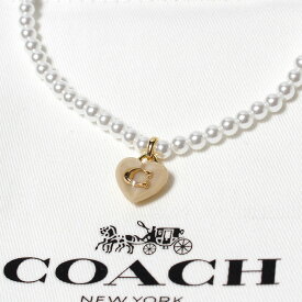 COACH コーチ ネックレス ガラスパール ハート Cモチーフ ロゴ レディース 37422713