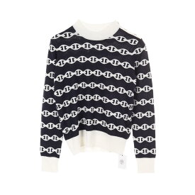 エルメス HERMES シェーヌダンクル ロングスリーブ ニット 衣料品 トップス カシミヤ シルク シルク レディース ブラック系 / ホワイト系 H5E2697DF5H38 【中古】