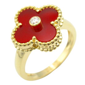 ヴァンクリーフ＆アーペル Van Cleef & Arpels ヴィンテージアルハンブラ リング リング・指輪 ジュエリー K18（イエローゴールド） ダイヤモンド カーネリアン レディース レッド系 / クリア系 【中古】