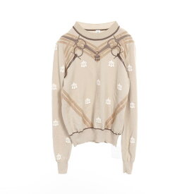 【15%OFFクーポン対象】エルメス HERMES MORS A JOUETS 刺繍 ニット 衣料品 トップス ウール レディース ベージュ系 / マルチカラー 4H2662DD 【中古】