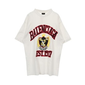 バレンシアガ BALENCIAGA カレッジロゴ カットソー 衣料品 トップス コットン メンズ レディース ホワイト系 【中古】