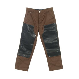 クロムハーツ CHROME HEARTS CARPENTER DOUBLE KNEE CROSS PATCH パンツ 衣料品 ボトムス レザー ナイロン メンズ ブラウン系 / ブラック系 / ピンク系 【中古】