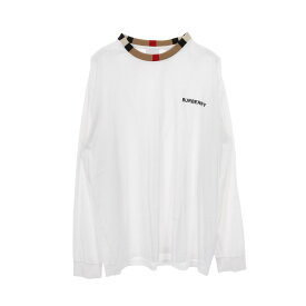 [千円OFFクーポン対象＆まとめ買い10%OFF]バーバリー BURBERRY JARRAD チェックネック カットソー 衣料品 トップス コットン メンズ ホワイト系 【中古】