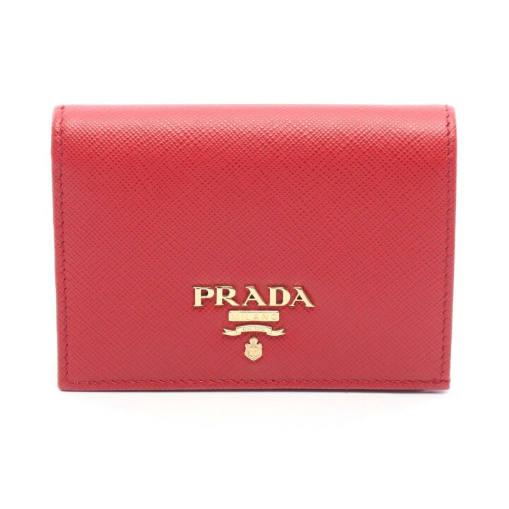 楽天市場】プラダ PRADA 二つ折り財布 財布 レザー レディース レッド  