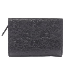 ≪全品5%OFFクーポン対象≫グッチ GUCCI GGエンブレム スモールウォレット 二つ折り財布 財布 レザー レディース ブラック系 815874 【中古】