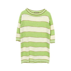 ≪全品5%OFFクーポン対象≫グッチ GUCCI GGストライプ ニット 衣料品 トップス コットン レディース グリーン系 / アイボリー系 【中古】
