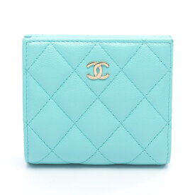 シャネル CHANEL マトラッセ クラシック スモールウォレット 二つ折り財布 財布 レザー グレインドカーフスキン レディース グリーン系 AP3178 【中古】