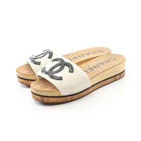 シャネル CHANEL ココマーク ミュール 靴 ファブリック パテントレザー レディース ホワイト系 / ブラック系 G35799 【中古】