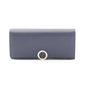【ポイント5倍／〜4/10(金)23:59】ブルガリ BVLGARI ラージウォレット 二つ折り長財布 財布 レザー レディース ネイビー系 292965 【新品】