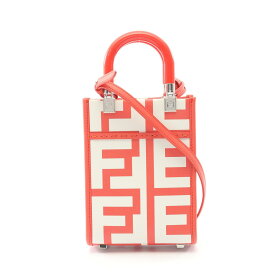 【15%OFFクーポン対象】フェンディ FENDI サンシャインショッパー ミニ ハンドバッグ バッグ レザー レディース レッド系 / ホワイト系 8BS051 【中古】