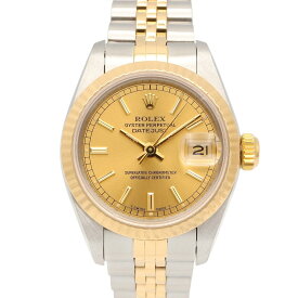 【10%OFFクーポン対象 7/14 20時〜7/18 9:59】ロレックス ROLEX デイトジャスト 腕時計 時計 K18（イエローゴールド） ステンレススチール レディース ホワイト系 / ゴールド系 69173 【中古】