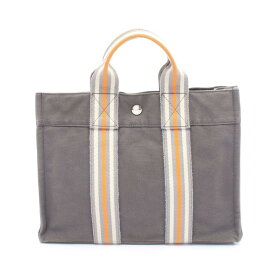 ≪千円OFFクーポン＆まとめ買い対象≫エルメス HERMES フールトゥPM トートバッグ バッグ キャンバス トワルオフィシエ トワルオフィシエ レディース グレー系 / ホワイト系 / オレンジ系 【中古】