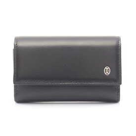 《全品5%クーポン×P5倍》カルティエ CARTIER パシャ キーケース アクセサリー レザー メンズ ブラック系 L3000127 【中古】