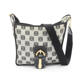 ≪15%OFFクーポン対象≫ロエベ LOEWE アナグラム ショルダーバッグ バッグ キャンバス レザー レディース ブラック系 / アイボリー系 【中古】