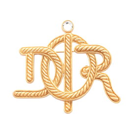 ディオール Dior エンブレムロゴ ブローチ アクセサリー GP（ゴールドメッキ） ラインストーン レディース ゴールド系 / クリア系 【中古】