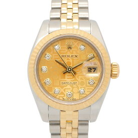 【ポイント5倍／〜4/10(金)23:59】ロレックス ROLEX デイトジャスト 10Pダイヤ Z番 シャンパン コンピュータ 新ダイヤ 腕時計 時計 K18（イエローゴールド） ステンレススチール ダイヤモンド レディース ゴールド系 シャンパン/コンピュータ/新ダイヤ 179173G 【中古】