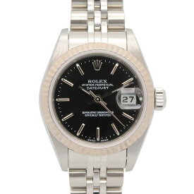 【ポイント5倍／〜4/10(金)23:59】ロレックス ROLEX デイトジャスト Y番 ブラック バー 腕時計 時計 K18WG（ホワイトゴールド） ステンレススチール レディース ブラック系 / シルバー系 79174 【中古】