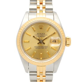 【ポイント5倍／〜4/10(金)23:59】ロレックス ROLEX デイトジャスト 90番 シャンパン バー 腕時計 時計 K18（イエローゴールド） ステンレススチール レディース ゴールド系 69173 【中古】