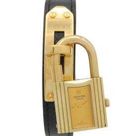 【ポイント5倍／〜4/10(金)23:59】エルメス HERMES ケリーウォッチ シャンパン 腕時計 時計 GP（ゴールドメッキ） レザーベルト レディース ゴールド系 KE1.201 【中古】