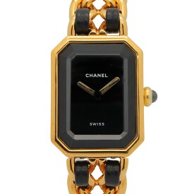 【ポイント5倍／〜4/10(金)23:59】シャネル CHANEL プルミエール S 腕時計 時計 GP（ゴールドメッキ） レザーベルト レディース ブラック系 H0001 【中古】
