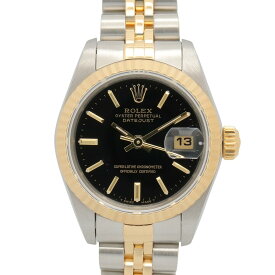 【ポイント5倍／〜4/10(金)23:59】ロレックス ROLEX デイトジャスト R番 ブラック バー 腕時計 時計 K18（イエローゴールド） ステンレススチール レディース ブラック系 / ゴールド系 / /バー 69173 【中古】
