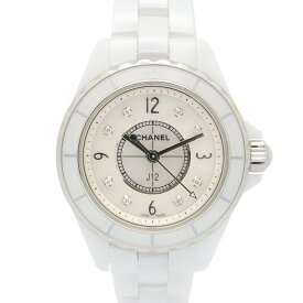 【ポイント5倍／〜4/10(金)23:59】シャネル CHANEL J12 8Pダイヤ ホワイトシェル 腕時計 時計 セラミック ダイヤモンド レディース ホワイト系 ホワイトシェル H2570 【中古】