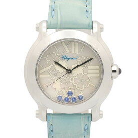 【ポイント5倍／〜4/10(金)23:59】ショパール Chopard ハッピースポーツ マーク2 ホワイトシェル 腕時計 時計 ステンレススチール 革 レディース ホワイト系 27/8509-3021 【中古】