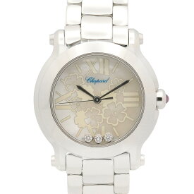 【ポイント5倍／〜4/10(金)23:59】ショパール Chopard ハッピースポーツ ホワイトシェル 腕時計 時計 ステンレススチール レディース ホワイト系 8509 【中古】