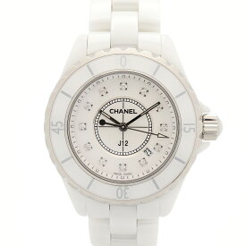 【ポイント5倍／〜4/10(金)23:59】シャネル CHANEL J12 12Pダイヤ 腕時計 時計 セラミック ダイヤモンド レディース ホワイト系 H1628 【中古】