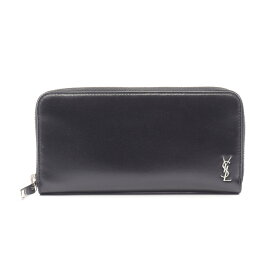 【ポイント5倍／〜4/10(金)23:59】サンローランパリ SAINT LAURENT PARIS カサンドラ ラウンド長財布 財布 レザー メンズ ブラック系 630201 【中古】