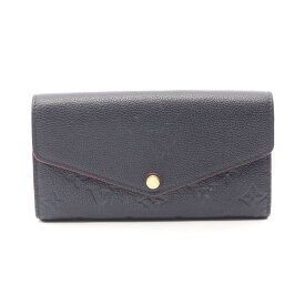 【ポイント5倍／〜4/10(金)23:59】ルイ・ヴィトン LOUIS VUITTON ポルトフォイユ サラ 二つ折り長財布 財布 レザー モノグラム・アンプラント レディース ネイビー系 M62125 【中古】