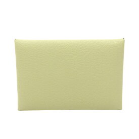 【ポイント5倍／〜4/10(金)23:59】エルメス HERMES カルヴィ ヴェルソ コインケース 財布 レザー シェーブル シェーブル レディース グリーン系 / アイボリー系 / ナタ 【中古】