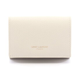 【ポイント5倍／〜4/10(金)23:59】サンローランパリ SAINT LAURENT PARIS コンパクトウォレット 三つ折り財布 財布 レザー レディース ホワイト系 【中古】