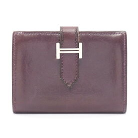 【ポイント5倍／〜4/10(金)23:59】エルメス HERMES ベアンミニ カードケース アクセサリー カーフ（牛革） ボックスカーフ レディース パープル系 【中古】