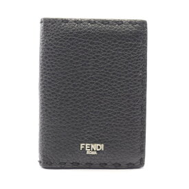 【ポイント5倍／〜4/10(金)23:59】フェンディ FENDI ロゴ カードケース アクセサリー レザー メンズ ブラック系 【中古】