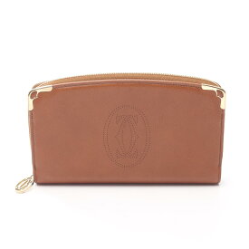 【ポイント5倍／〜4/10(金)23:59】カルティエ CARTIER マルチェロ ラウンド長財布 財布 レザー レディース ブラウン系 L3000817 【中古】