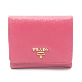 【ポイント5倍／〜4/10(金)23:59】プラダ PRADA SAFFIANO 三つ折り財布 財布 サフィアーノレザー レディース ピンク系 【中古】