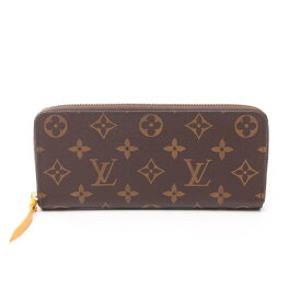 【ポイント5倍／〜4/10(金)23:59】ルイ・ヴィトン LOUIS VUITTON ポルトフォイユ クレマンス ミモザ ラウンド長財布 財布 PVCコーティングキャンバス モノグラム レディース ブラウン系 / イエロー系 M60744 【中古】