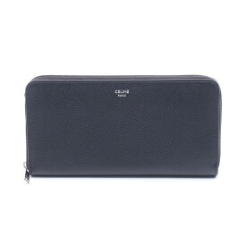 【ポイント5倍／〜4/10(金)23:59】セリーヌ CELINE ラージ ジップドウォレット ラウンド長財布 財布 レザー レディース ブラック系 10B553GTH.38SI 【中古】