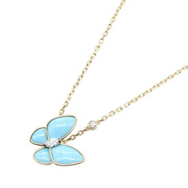 【SALE／10%OFFクーポン】ヴァンクリーフ＆アーペル Van Cleef & Arpels ドゥパピヨン ターコイズ ネックレス ネックレス ジュエリー K18（イエローゴールド） ダイヤモンド ターコイズ レディース ゴールド系 / ブルー系 / クリア系 【中古】
