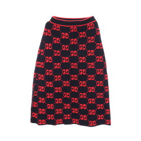 グッチ GUCCI GGウール ブークレ ジャカード スカート 衣料品 ボトムス ウール レディース ネイビー系 / レッド系 713301 【中古】